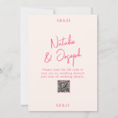 Moderne Roze grillige Bright QR Code Leuke bruilof Kaart (Achterkant)