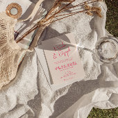 Moderne roze grillige heldere retro stijlvolle bru kaart