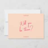 Moderne roze grillige retro leuk funky bruiloft RSVP kaartje (Achterkant)