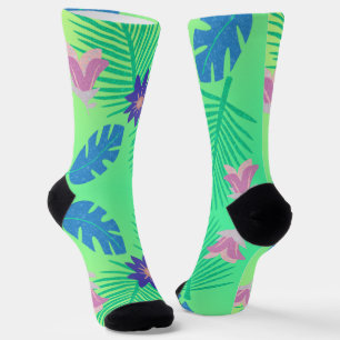 Moderne Roze Groen en Paarse Tropisch Sokken