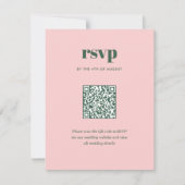 Moderne Roze Groen Trendy Mix Match Wedding QR Cod RSVP Kaartje (Voorkant)