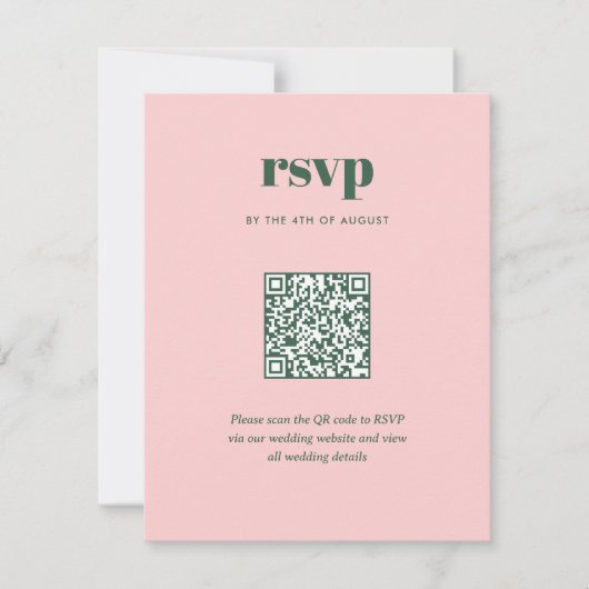 Moderne Roze Groen Trendy Mix Match Wedding QR Cod RSVP Kaartje (Voorkant)