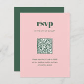 Moderne Roze Groen Trendy Mix Match Wedding QR Cod RSVP Kaartje (Voorkant / Achterkant)
