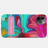 Moderne roze groene Abstracte Waterverf Case-Mate iPhone Case (Achterkant (horizontaal))