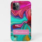 Moderne roze groene Abstracte Waterverf Case-Mate iPhone Case (Achterkant)