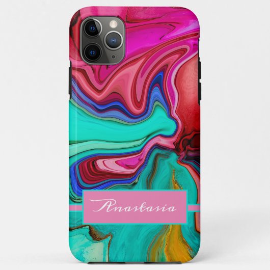 Moderne roze groene Abstracte Waterverf Case-Mate iPhone Case (Achterkant)