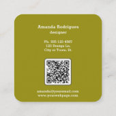 Moderne Roze Groene Controles Qr Code Vierkante Visitekaartje (Achterkant)