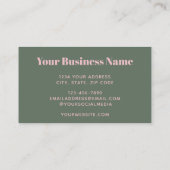 Moderne roze groene esthetische gepersonaliseerde  visitekaartje (Achterkant)