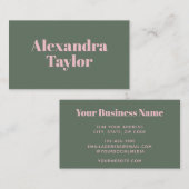 Moderne roze groene esthetische gepersonaliseerde  visitekaartje (Voorkant / Achterkant)