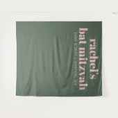 Moderne roze groene foto van Mitzvah Wandkleed (Voorkant (horizontaal))