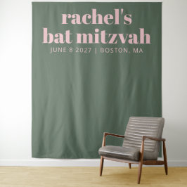 Moderne roze groene foto van Mitzvah Wandkleed