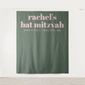 Moderne roze groene foto van Mitzvah Wandkleed (Voorkant)