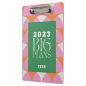 Moderne roze groene geometrische grote plannen klembord (Links)