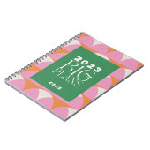 Moderne roze groene geometrische grote plannenplan notitieboek (Linkerzijde)