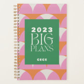 Moderne roze groene geometrische grote plannenplan planner (Voorkant)