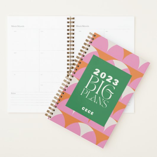 Moderne roze groene geometrische grote plannenplan planner (Display)