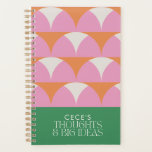 Moderne roze groene geometrische ideeën planner<br><div class="desc">Moderne roze groene geometrische elegante typografie gedachten en grote ideeën planner.</div>