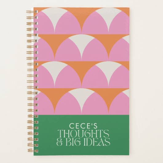 Moderne roze groene geometrische ideeën planner (Voorkant)