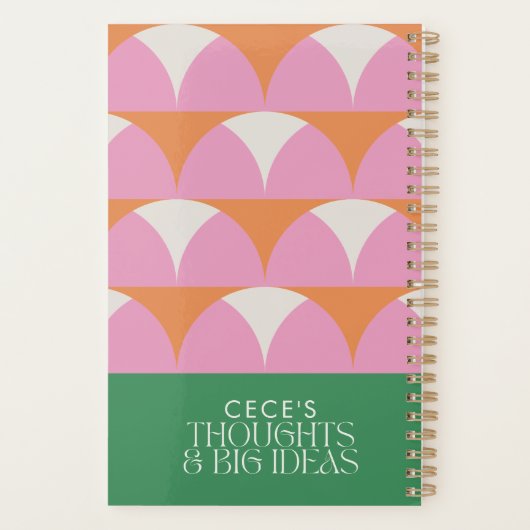 Moderne roze groene geometrische ideeën planner (Achterkant)