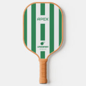 Moderne Roze Groene Gestreepte Pickleball Paddle (Voorkant)
