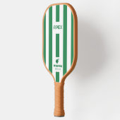 Moderne Roze Groene Gestreepte Pickleball Paddle (Links)