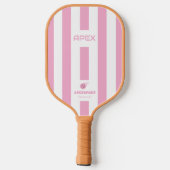 Moderne Roze Groene Gestreepte Pickleball Paddle (Achterkant)