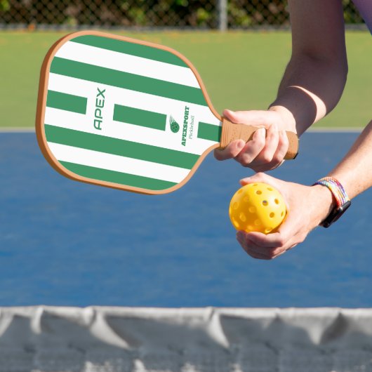 Moderne Roze Groene Gestreepte Pickleball Paddle (Insitu)