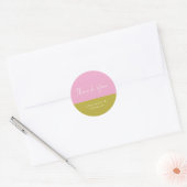 Moderne roze groene kleurenblok Aangepast bedankt Ronde Sticker (Envelop)