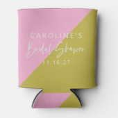 Moderne roze groene kleurenblok Aangepast Vrijgeze Blikjeskoeler (Voorkant)