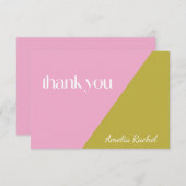 Moderne roze groene kleurenblok met Mitzvah Custom Bedankkaart (Voorkant / Achterkant)