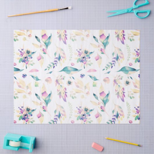 Moderne roze groene lavendel waterverf bloemen tissuepapier (Craft)