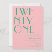 Moderne Roze Groene Minimalistische Chique 21e Ver Kaart (Voorkant)