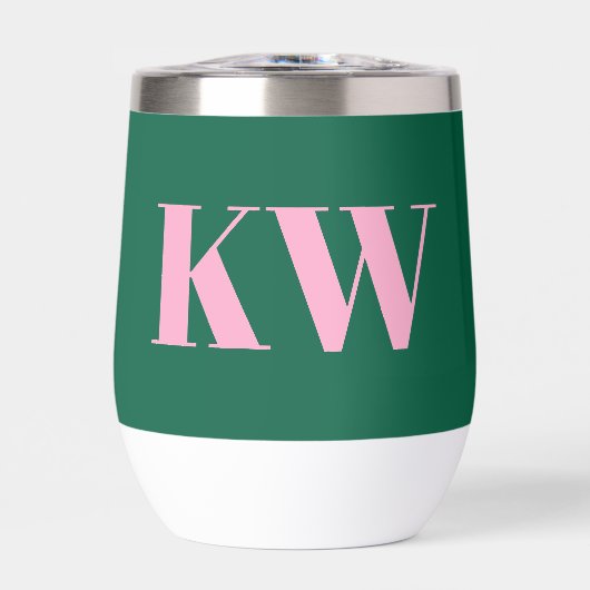 Moderne Roze Groene Monogram Beginletters Geperson (Voorkant)
