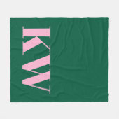 Moderne Roze Groene Monogram Eerste Letters Gepers Fleece Deken (Voorkant (Horizontaal))