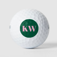 Moderne Roze Groene Monogram Eerste Letters Gepers