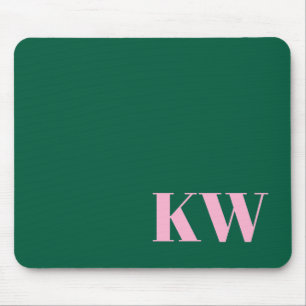 Moderne Roze Groene Monogram Eerste Letters Gepers Muismat