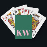 Moderne Roze Groene Monogram Eerste Letters Gepers Pokerkaarten<br><div class="desc">Dit ontwerp bevat oversized roze initiaal letters,  gecentreerd op een diepe groene achtergrond voor een gewaagde,  moderne monogram look. Schoon typografie en hoog contrast houden het ontwerp simpel en tijdloos. Een gepersonaliseerde aanraking die klassiek,  speels en makkelijk te gebruiken is.</div>