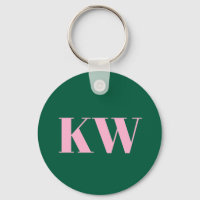 Moderne Roze Groene Monogram Eerste Letters Gepers