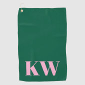 Moderne Roze Groene Monogram Eerste Letters Persoo Golfhanddoek (Voorkant)