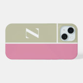 Moderne Roze Groene Monogram iPhone 15 Case (Achterkant horizontaal)