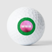 Moderne Roze/Groene Monogrammed Golfbal Golfballen (Voorkant)