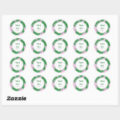 Moderne Roze + Groene Palmboom Bruiloft Ronde Sticker (Vel)