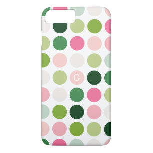 Moderne roze groene polka stippen patroon monogram Case-Mate iPhone case