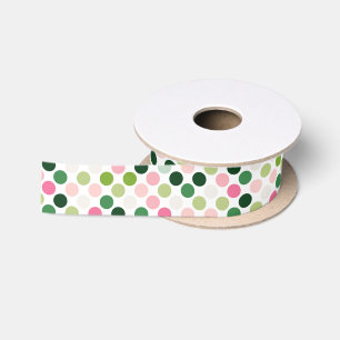 Moderne roze groene polka stippen patroon monogram satijnen lint