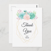 Moderne Roze & Groene Succulent Waterverf Bedankt Briefkaart (Voorkant / Achterkant)