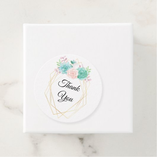 Moderne Roze & Groene Succulenten Dank u Bedankjes Labels (In situ)