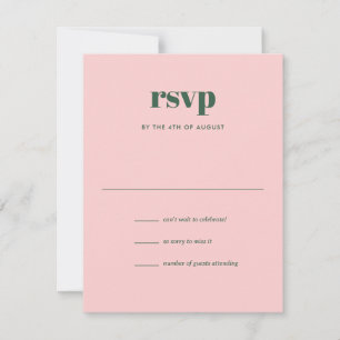Moderne Roze Groene Trendy Mix Match Trouwdag RSVP Kaartje