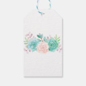Moderne Roze & Groene Waterverf Succulenten Bruilo Cadeaulabel (Achterkant)