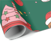 Moderne Roze Groovy Kerstmis Cadeaupapier (Rol Hoek)