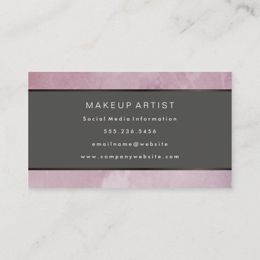 Moderne Roze Grunge met Bruine Metalen Afwerking Visitekaartje (Achterkant)